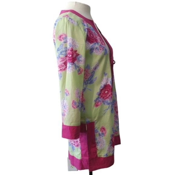 VIX by Paula Hermany Floral Kaftan Swim Cover Up Tunic Size Small - Picture 3 of 6